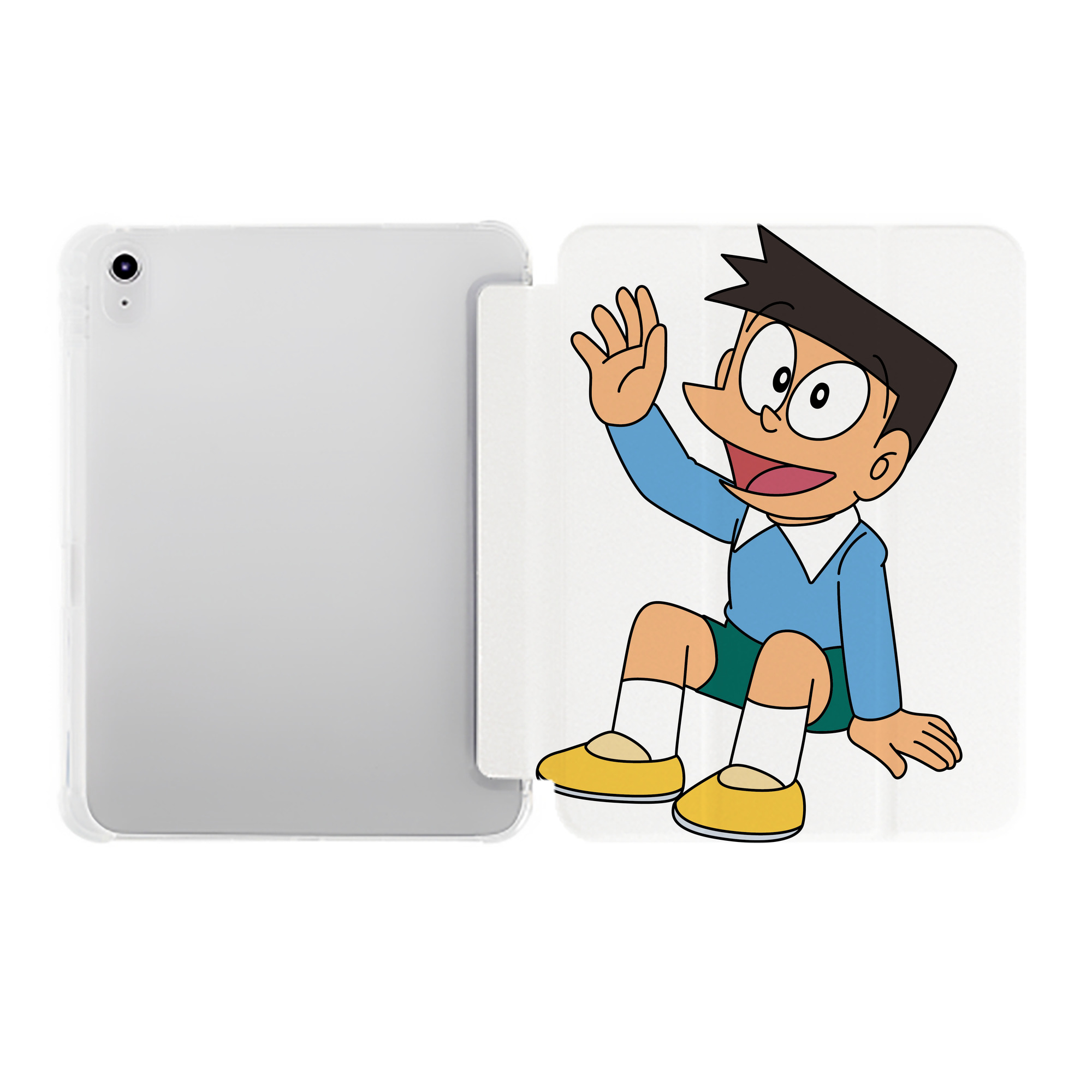 （画像用） ドラえもん 骨川 スネ夫 Doraemon Honekawa Suneo IPad ケース ペン収納付き 三つ折りスタンド PUレザー×シリコン 対応機種9.5/10.5/10.9インチ